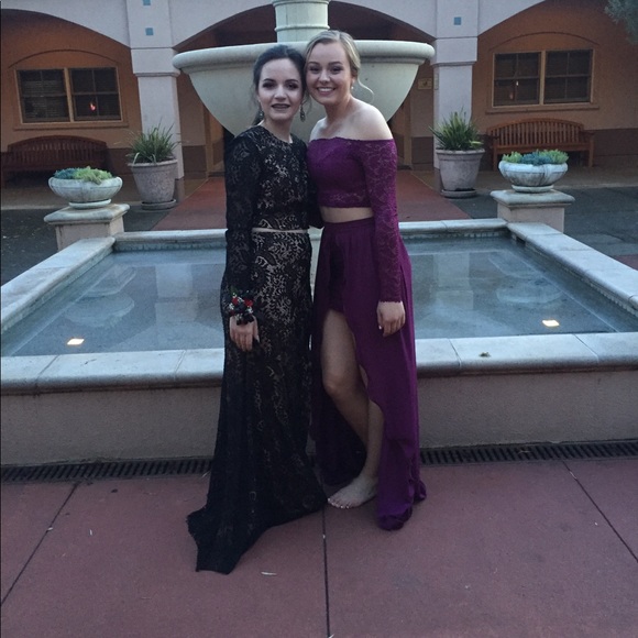 Black Lace Two Piece Dress - Picture 4 of 4